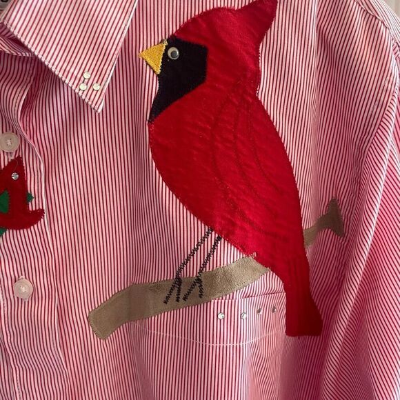 St Louis Cardinals Baseball Custom Button Up Shirt Blouse Top Women’s Sz XL 18 - Picture 3 of 6